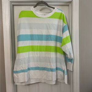 crown & ivy Striped Sweatshirt - White, Blue, Green